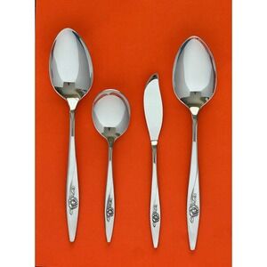 Oneidacraft LASTING ROSE Serving Spoons Deluxe Stainless Mirror Floral